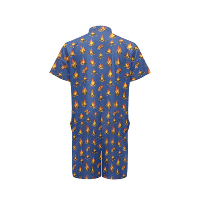 Campfire Pattern Print Design 03 Men's Romper