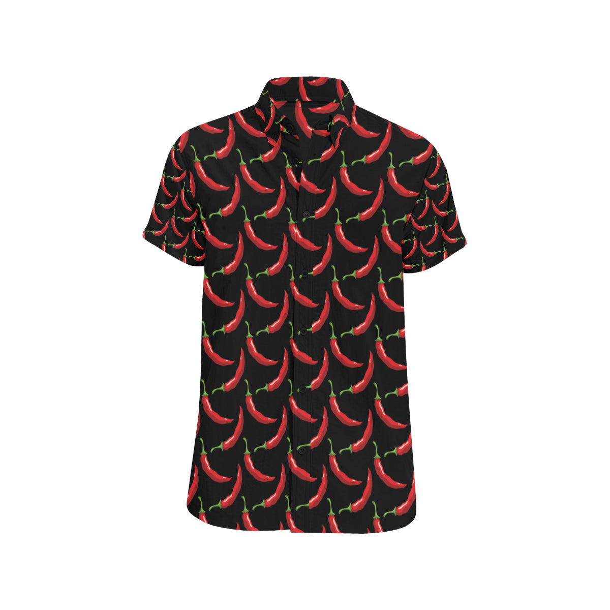 Chilli Pepper Pattern Print Design 01 Men's Short Sleeve Button Up Shirt
