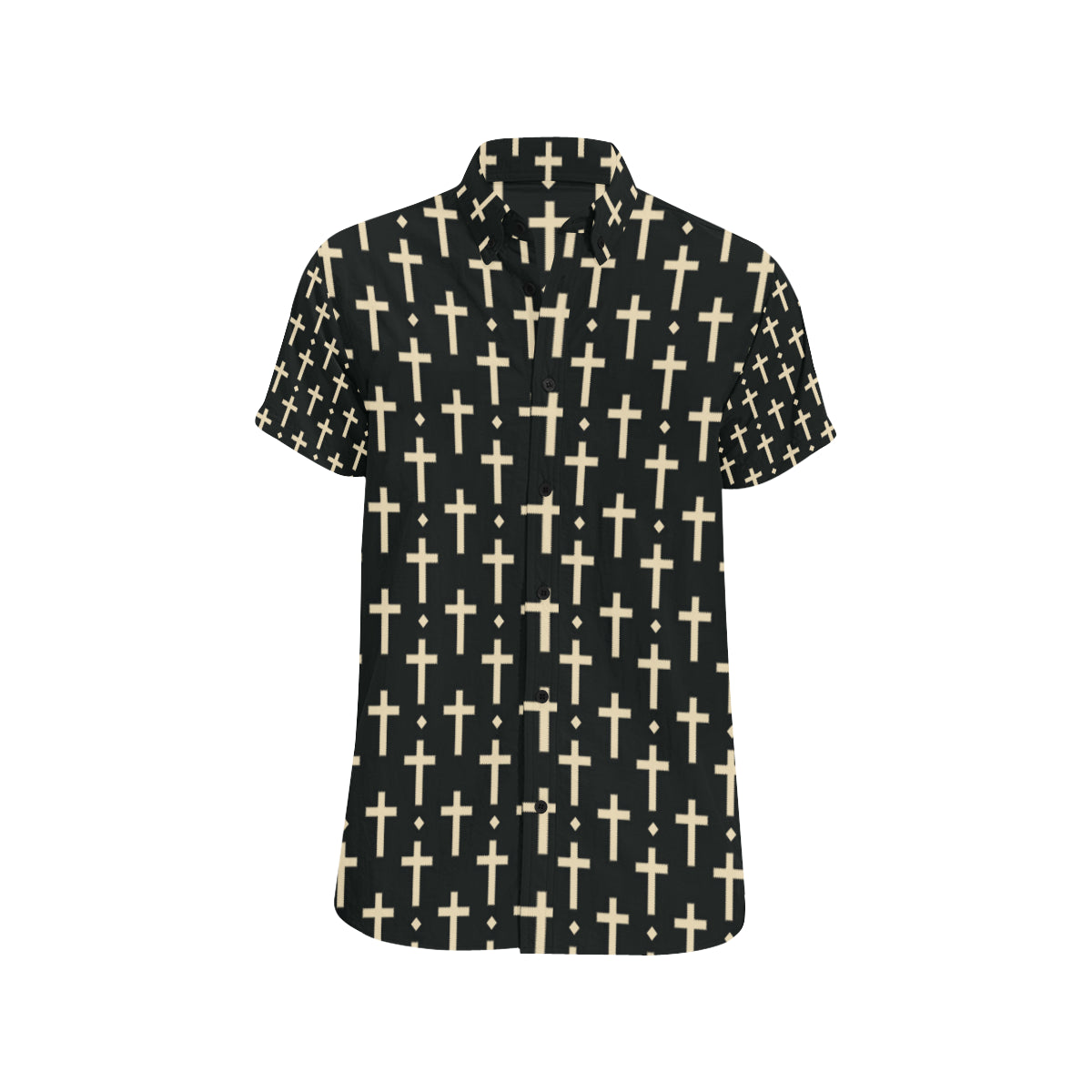 Cross Pattern Print Design 03 Men's Short Sleeve Button Up Shirt