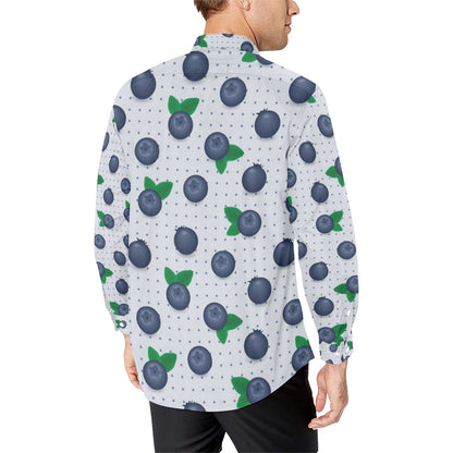 Blueberry Pattern Print Design BB02 Men's Long Sleeve Shirt