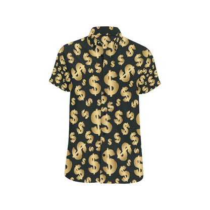 Dollar Pattern Print Design DO04 Men's Short Sleeve Button Up Shirt