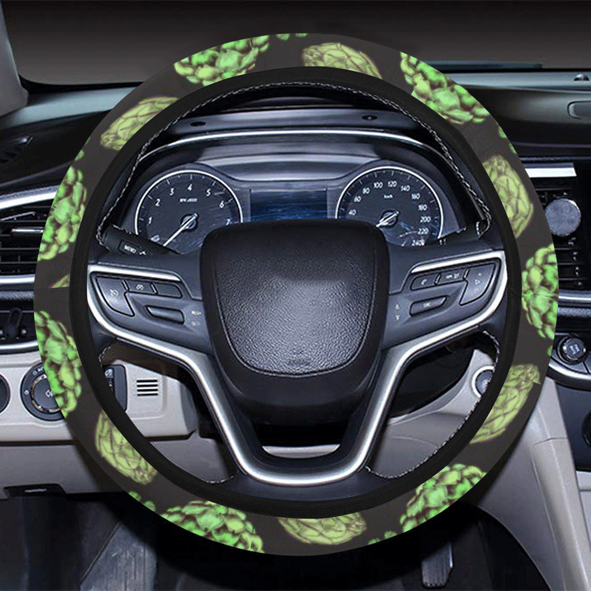 Artichoke Pattern Print Design 02 Steering Wheel Cover with Elastic Edge