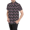 Buddha Head Colorful Print Men's Short Sleeve Button Up Shirt