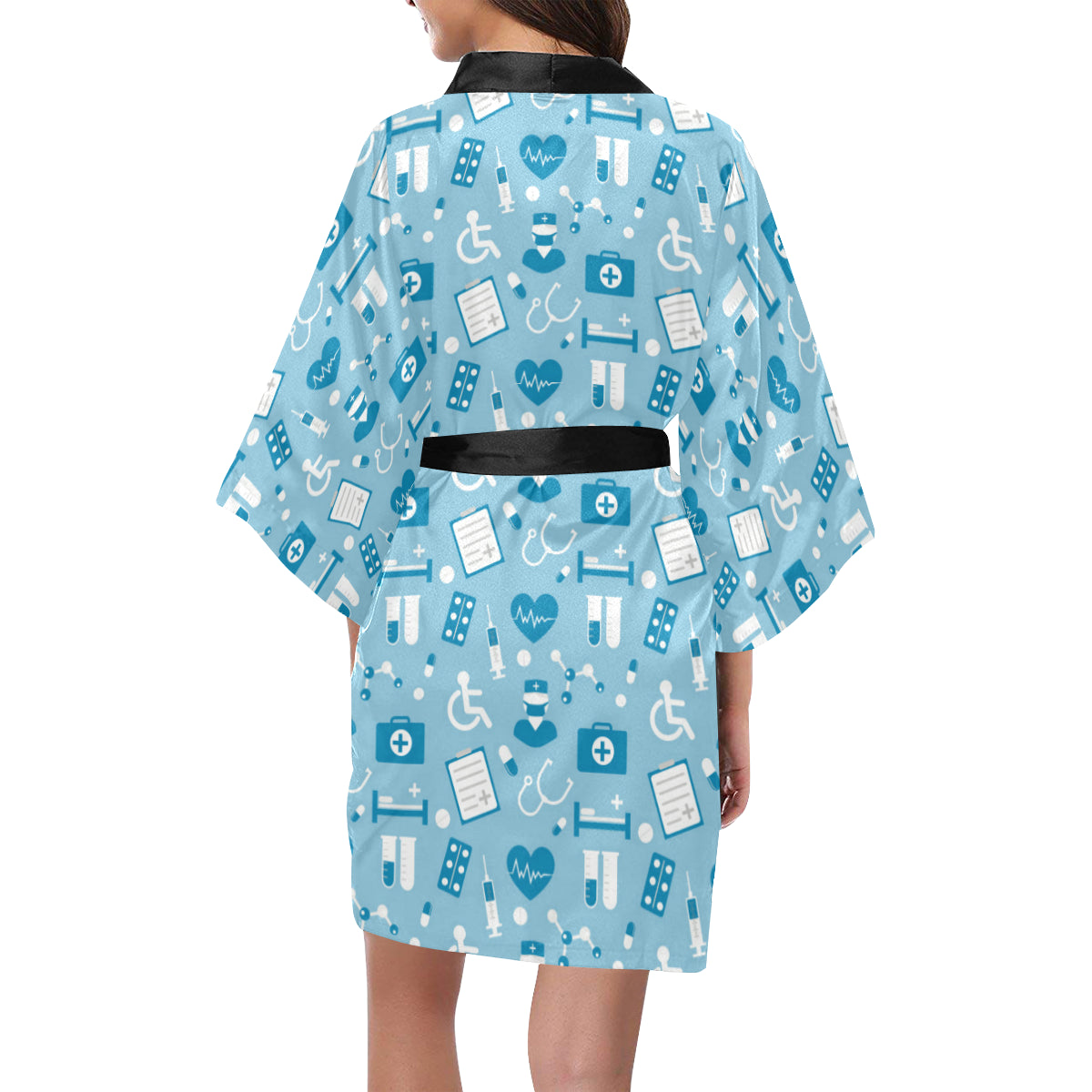 Medical Pattern Print Design 05 Women's Short Kimono