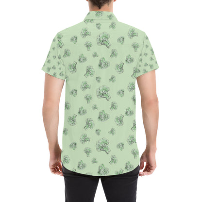 Broccoli Pattern Print Design 05 Men's Short Sleeve Button Up Shirt