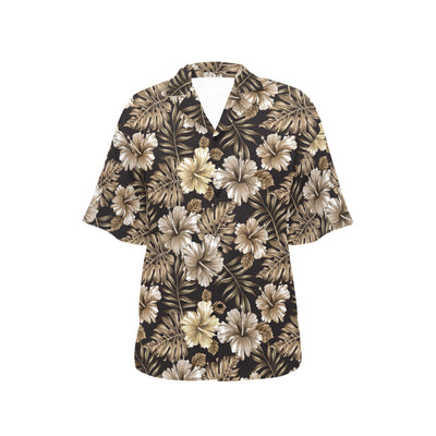 Brown Hibiscus Tropical Women's Hawaiian Shirt