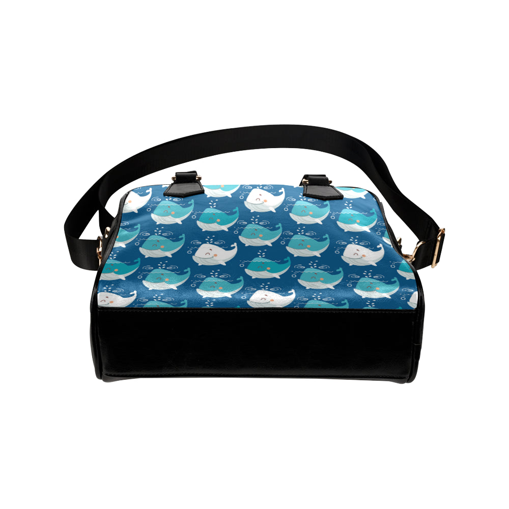 Blue Whale Pattern Print Design 01 Shoulder Handbag