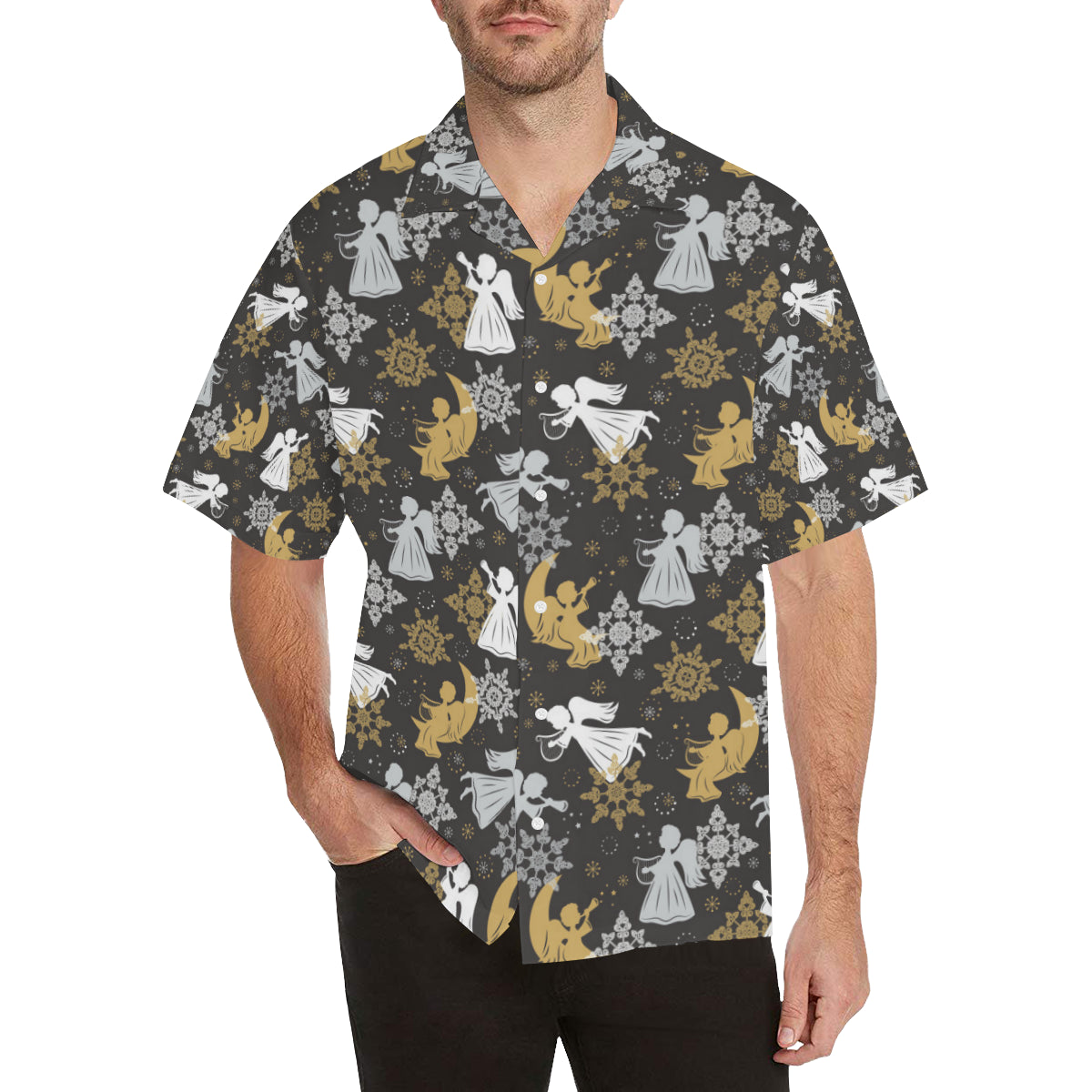 Angel Pattern Print Design 04 Men's Hawaiian Shirt