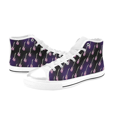 Electric Guitar Print Design LKS405 High Top Women's White Shoes