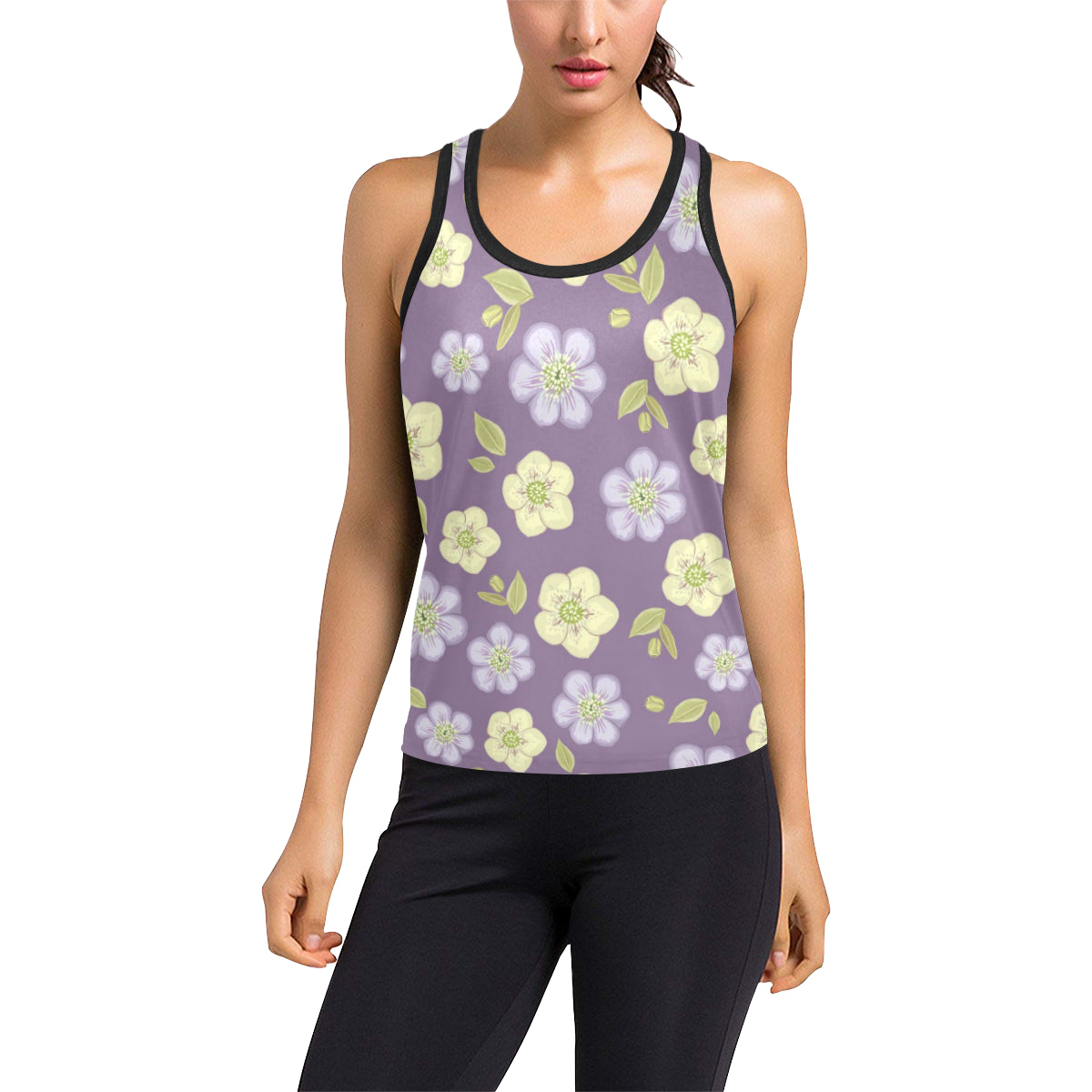 Anemone Pattern Print Design AM013 Women's Racerback Tank Top
