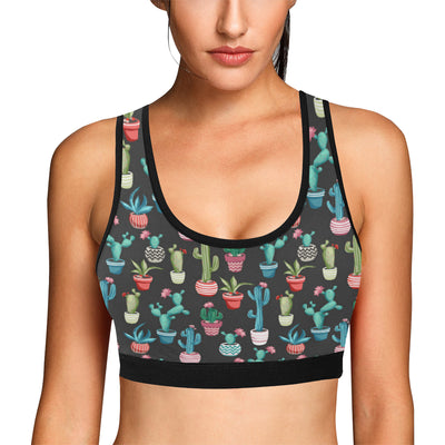 Cactus Pattern Print Design 02 Sports Bra