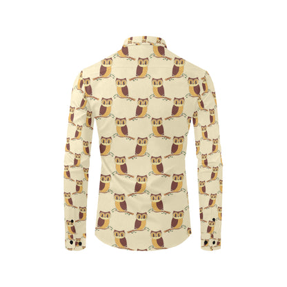 Owl Pattern Print Design A07 Men's Long Sleeve Shirt