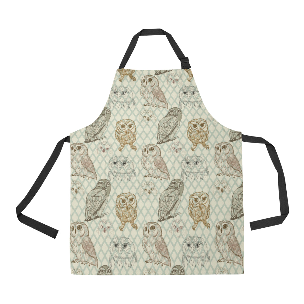 Owl Pattern Print Design A03 Apron with Pocket