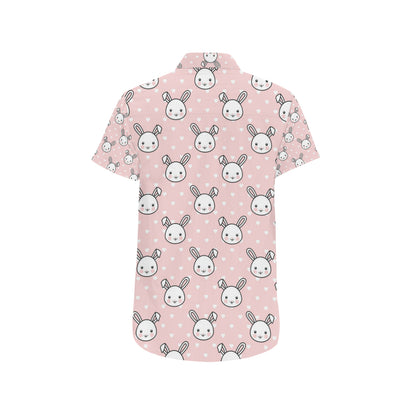 Rabbit Pattern Print Design RB02 Men's Short Sleeve Button Up Shirt