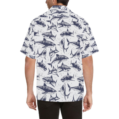Great White Shark Pattern Print Design 02 Men's Hawaiian Shirt