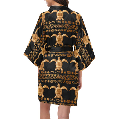 Tribal Sea turtle Polynesian Hawaiian Women's Short Kimono