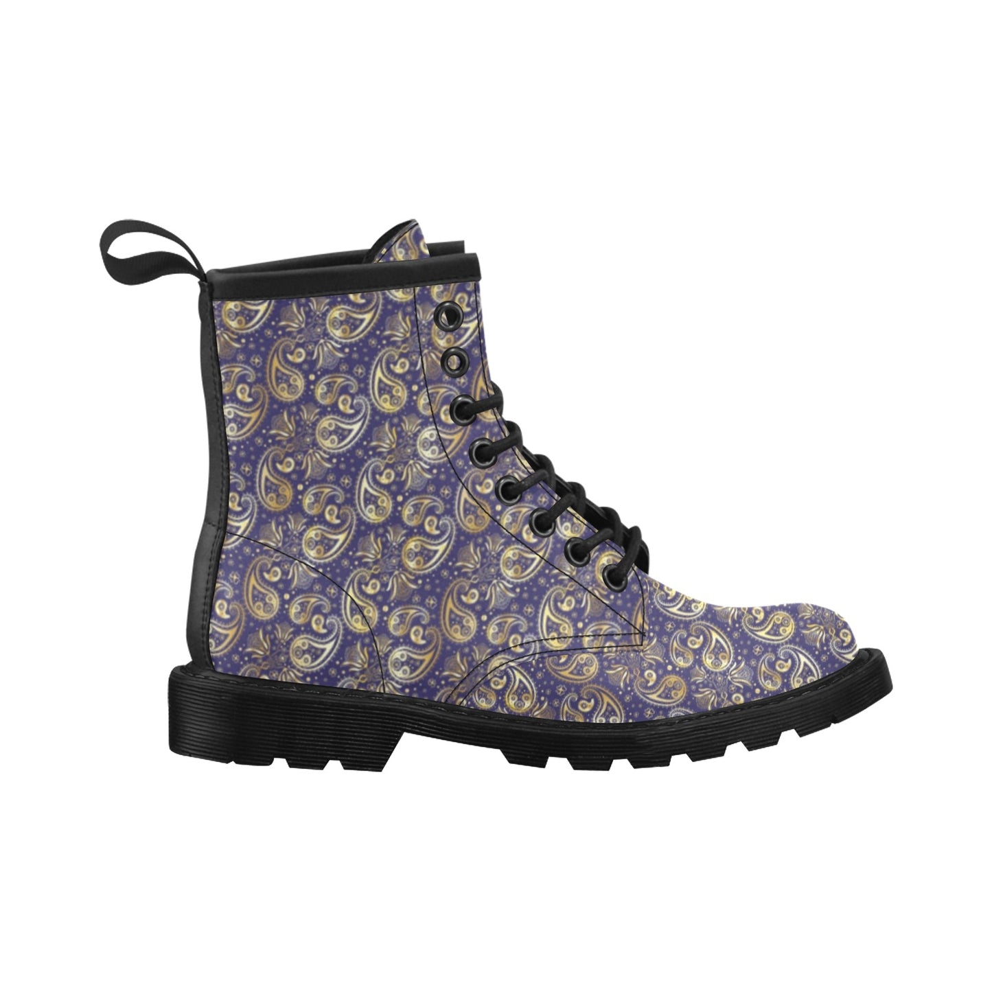 Paisley Blue Yellow Design Print Women's Boots
