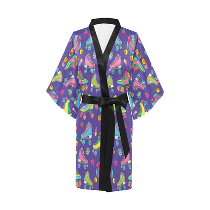 Roller skate Colorful Pattern Print Design A05 Women's Short Kimono