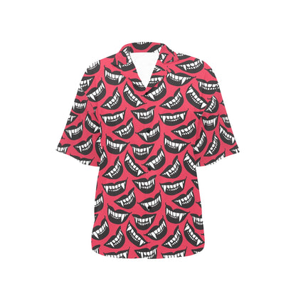 Vampire Lips Print Design LKS305 Women's Hawaiian Shirt