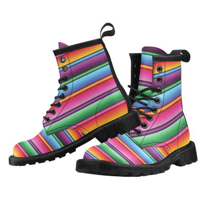 Mexican Blanket Colorful Print Pattern Women's Boots