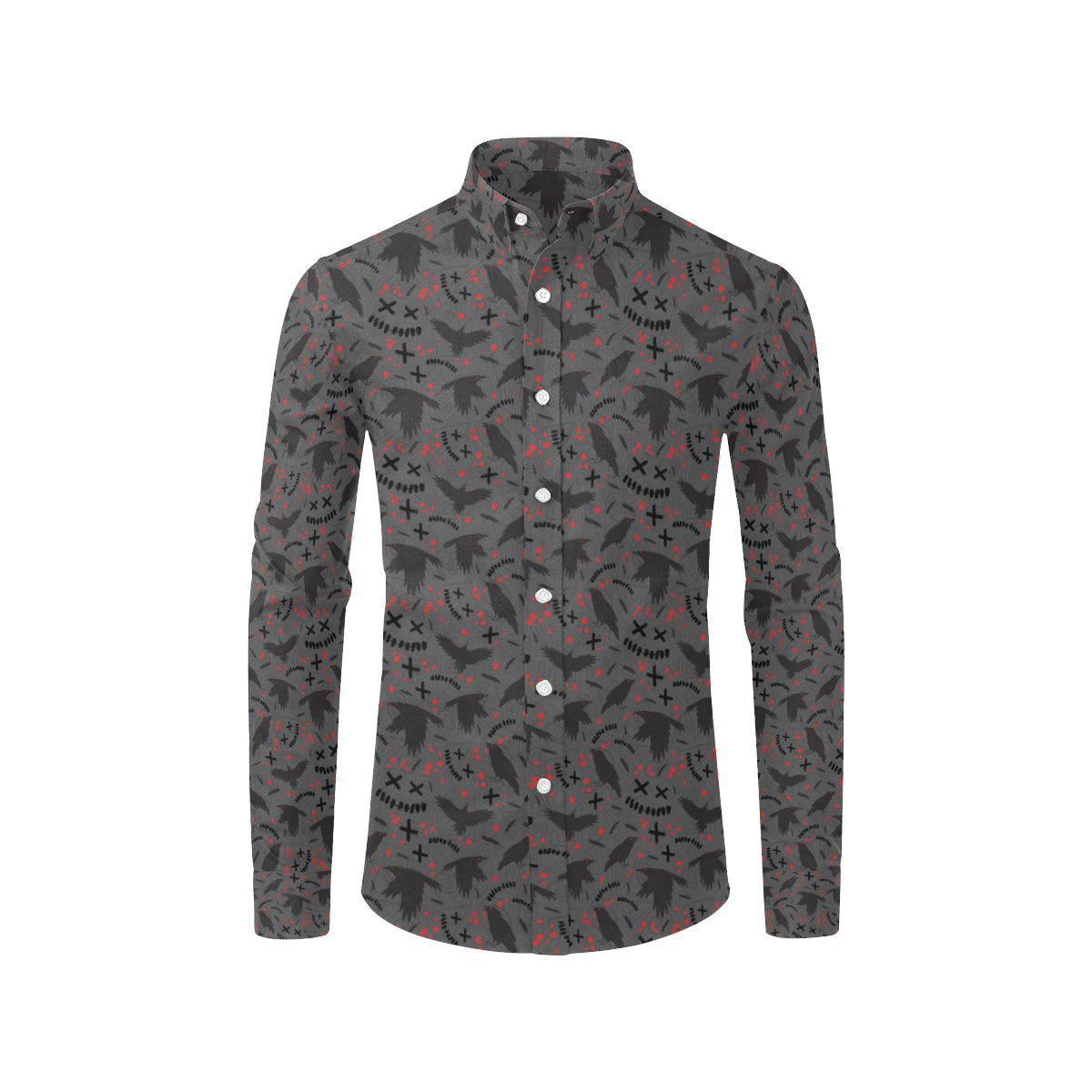 Crow Pattern Print Design 02 Men's Long Sleeve Shirt