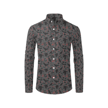 Crow Pattern Print Design 02 Men's Long Sleeve Shirt