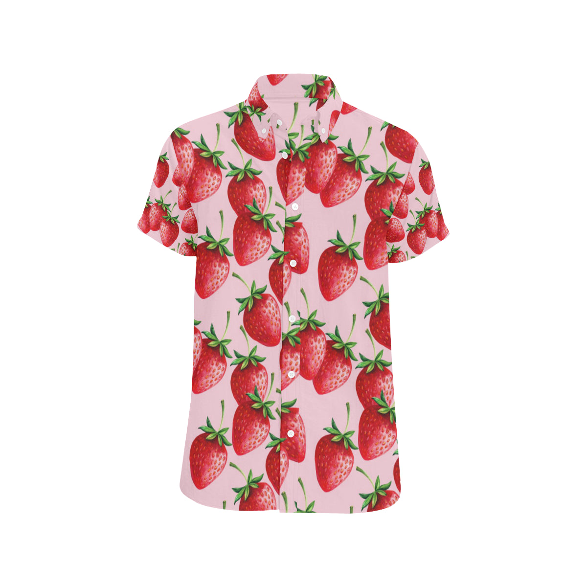 Strawberry Pattern Print Design SB03 Men's Short Sleeve Button Up Shirt