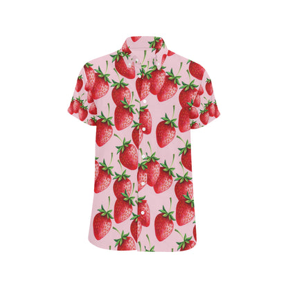 Strawberry Pattern Print Design SB03 Men's Short Sleeve Button Up Shirt