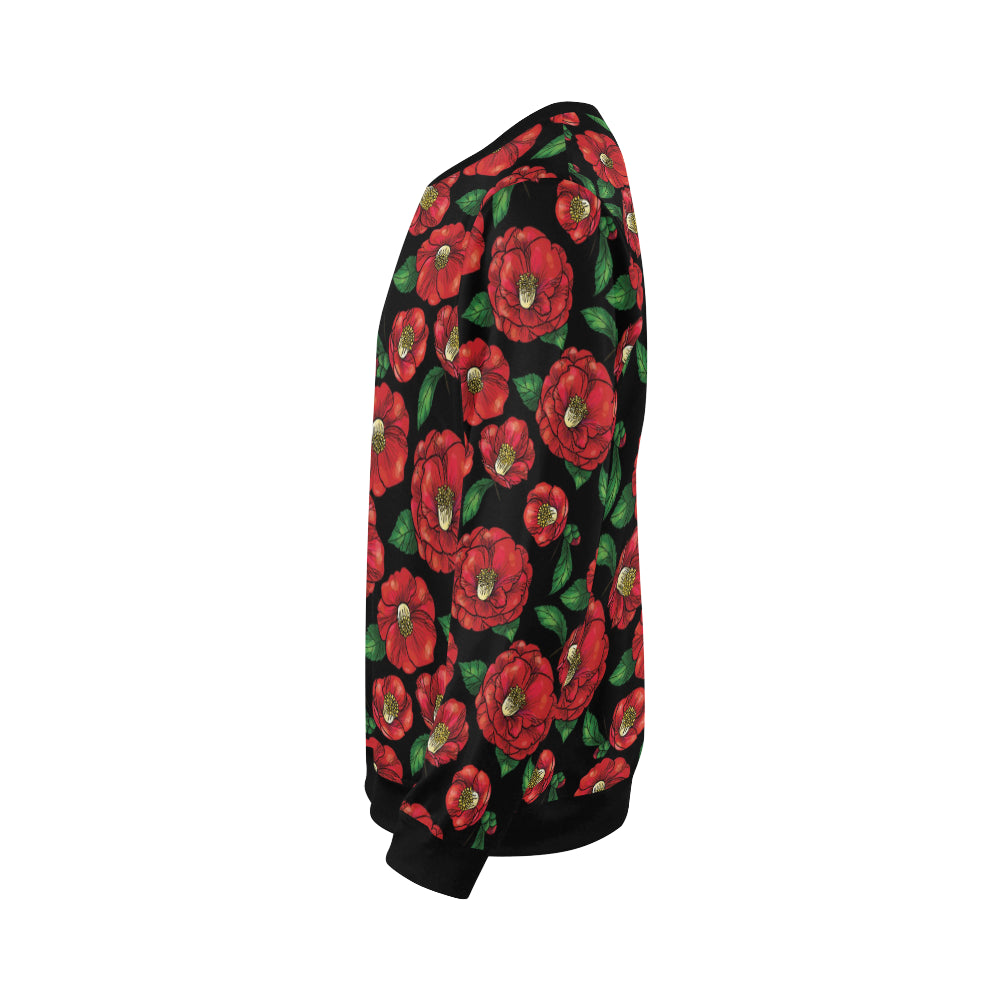 Camellia Pattern Print Design CM07 Men Long Sleeve Sweatshirt