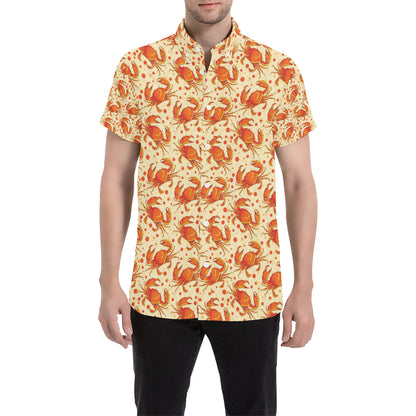 Crab Pattern Print Design 01 Men's Short Sleeve Button Up Shirt
