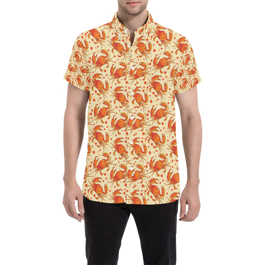 Crab Pattern Print Design 01 Men's Short Sleeve Button Up Shirt