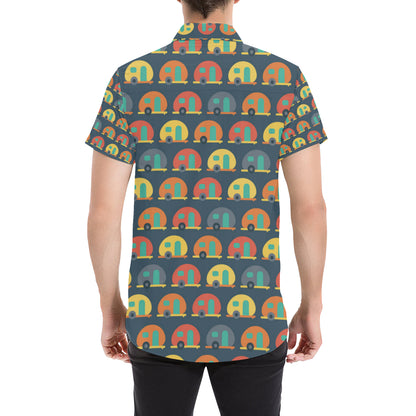 Camper Pattern Print Design 02 Men's Short Sleeve Button Up Shirt