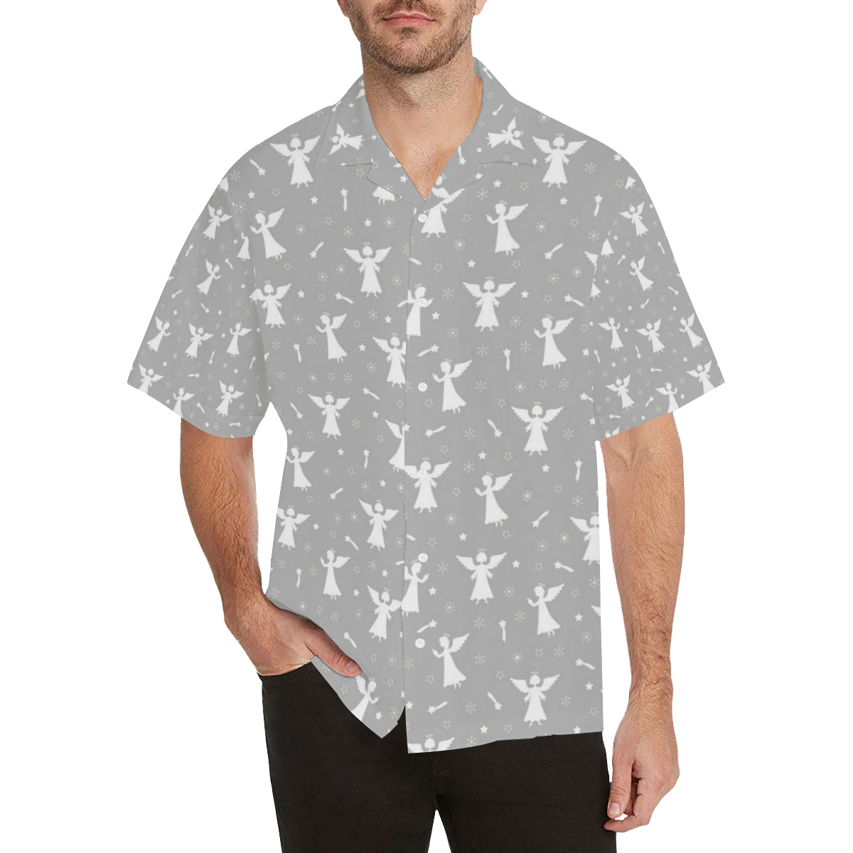 Angel Pattern Print Design 03 Men's Hawaiian Shirt