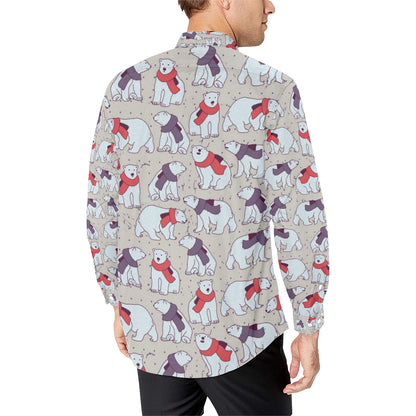 Polar Bear Pattern Print Design PB04 Men's Long Sleeve Shirt
