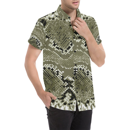 Python Pattern Print Design A04 Men's Short Sleeve Button Up Shirt