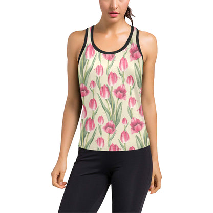 Tulip Pink Pattern Print Design TP06 Women's Racerback Tank Top