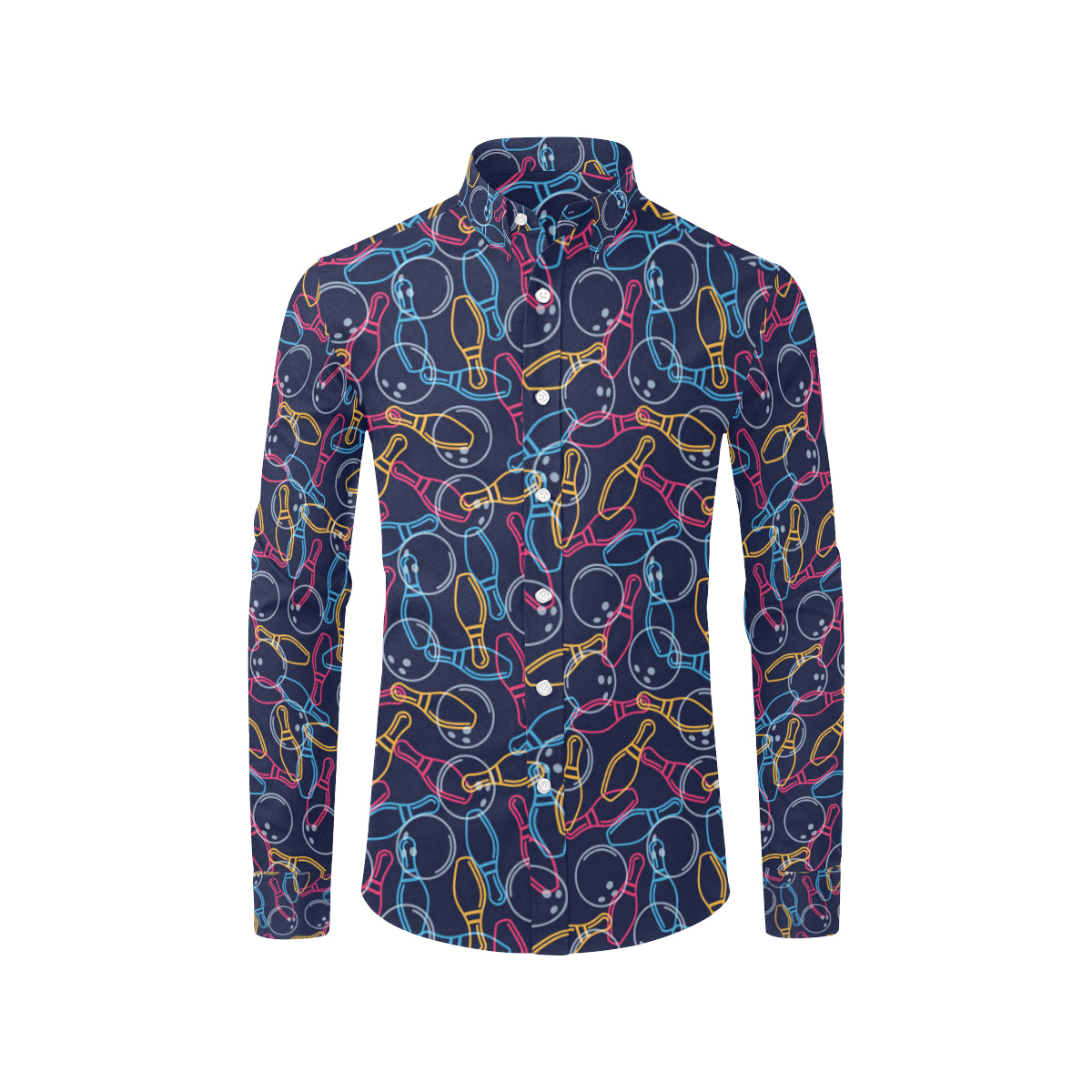 Bowling Pattern Print Design 07 Men's Long Sleeve Shirt