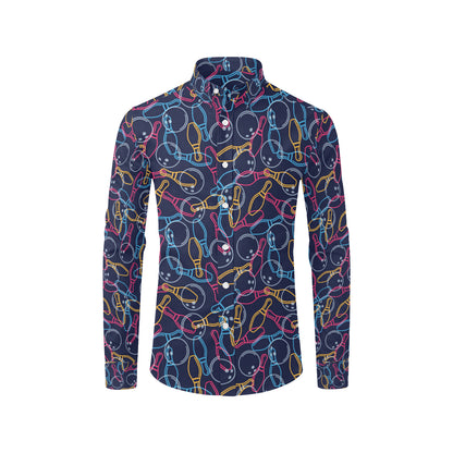 Bowling Pattern Print Design 07 Men's Long Sleeve Shirt