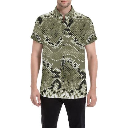 Python Pattern Print Design A04 Men's Short Sleeve Button Up Shirt