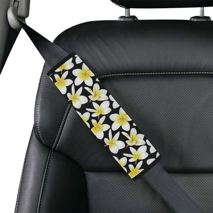Yellow Plumeria Hawaiian Flowers Car Seat Belt Cover