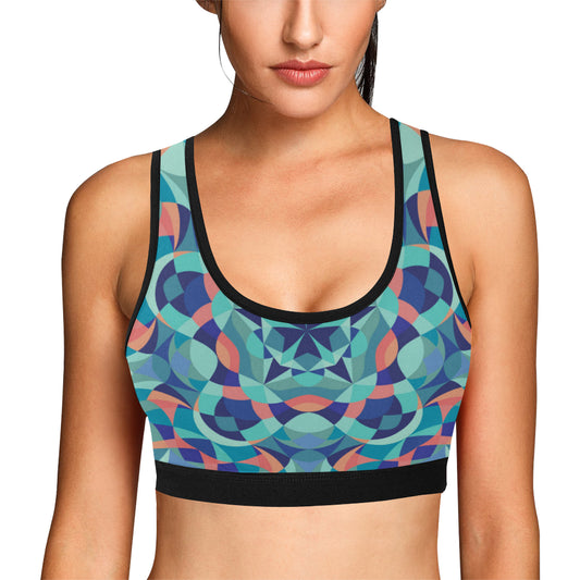 Kaleidoscope Pattern Print Design 03 Sports Bra