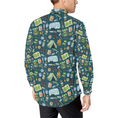 Camping Pattern Print Design 02 Men's Long Sleeve Shirt