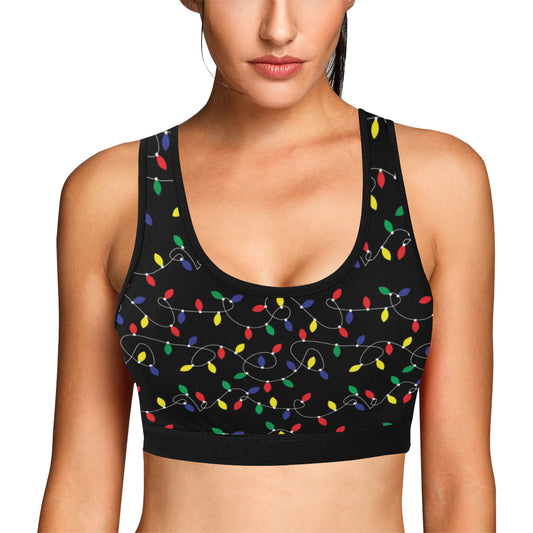 Christmas Light Pattern Print Design 04 Sports Bra