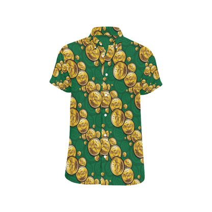 Bitcoin Pattern Print Design DO02 Men's Short Sleeve Button Up Shirt