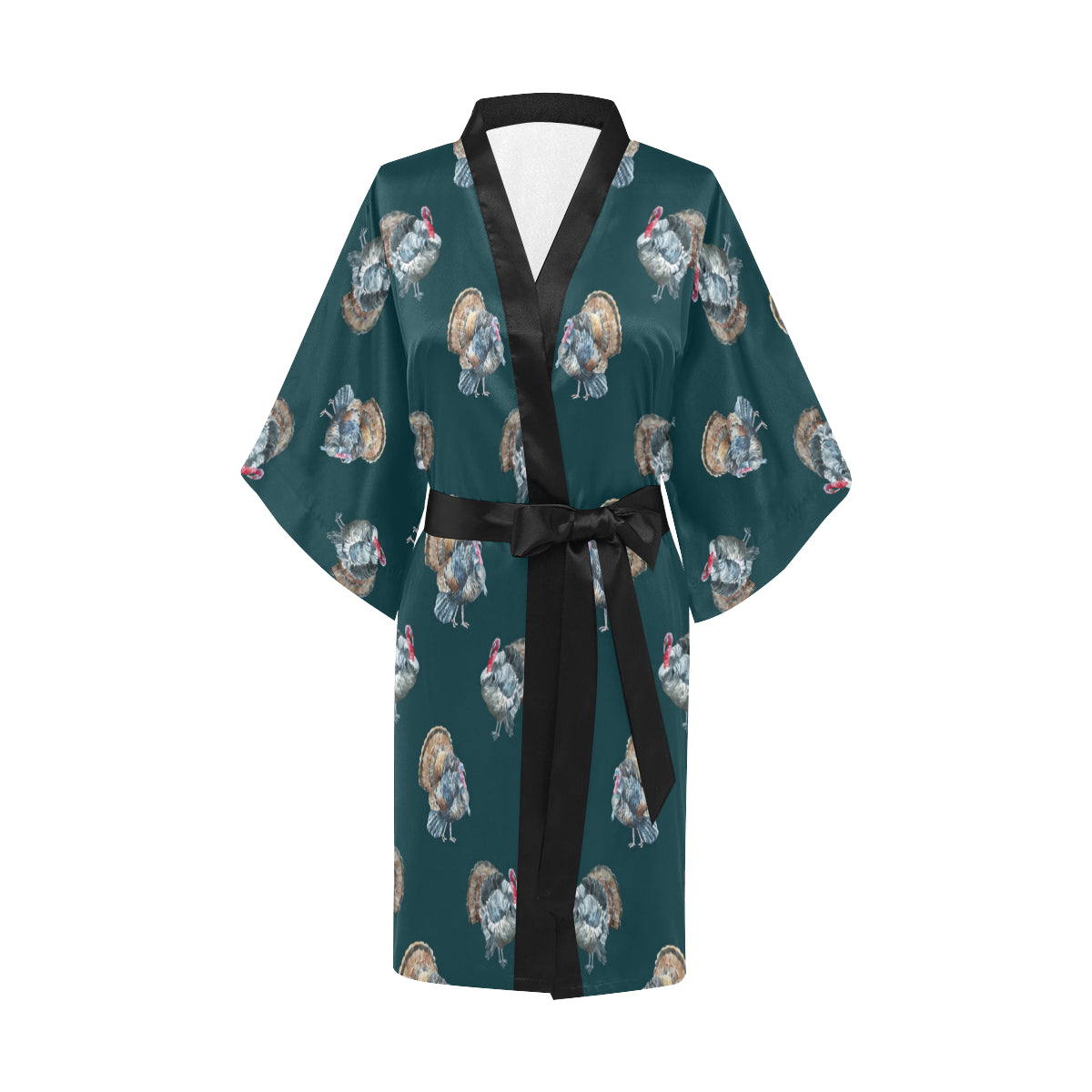 Turkey Pattern Print Design 03 Women's Short Kimono