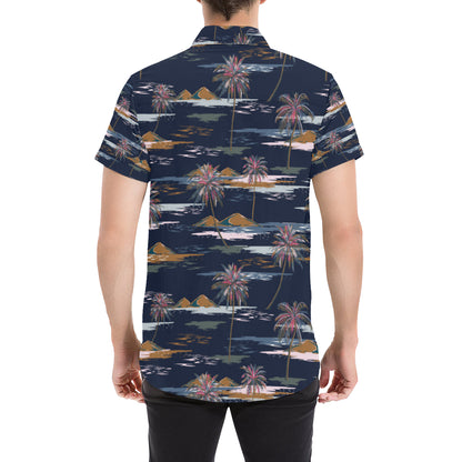 Pacific island Pattern Print Design A06 Men's Short Sleeve Button Up Shirt