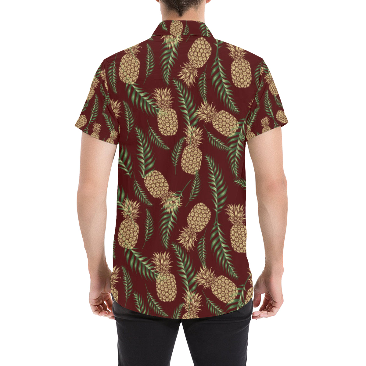 Pineapple Pattern Print Design PP013 Men's Short Sleeve Button Up Shirt