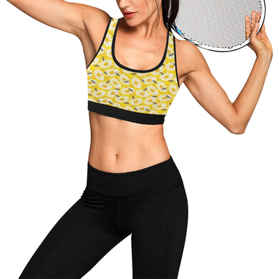 Bee Daisy Pattern Print Design 06 Sports Bra