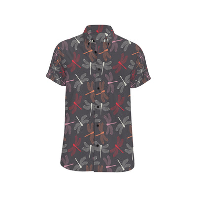 Dragonfly Pattern Print Design 01 Men's Short Sleeve Button Up Shirt