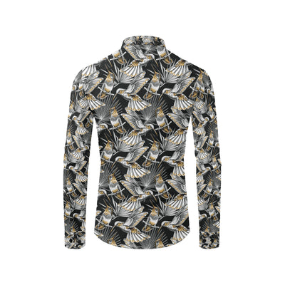 Hummingbird Gold Design Themed Print Men's Long Sleeve Shirt
